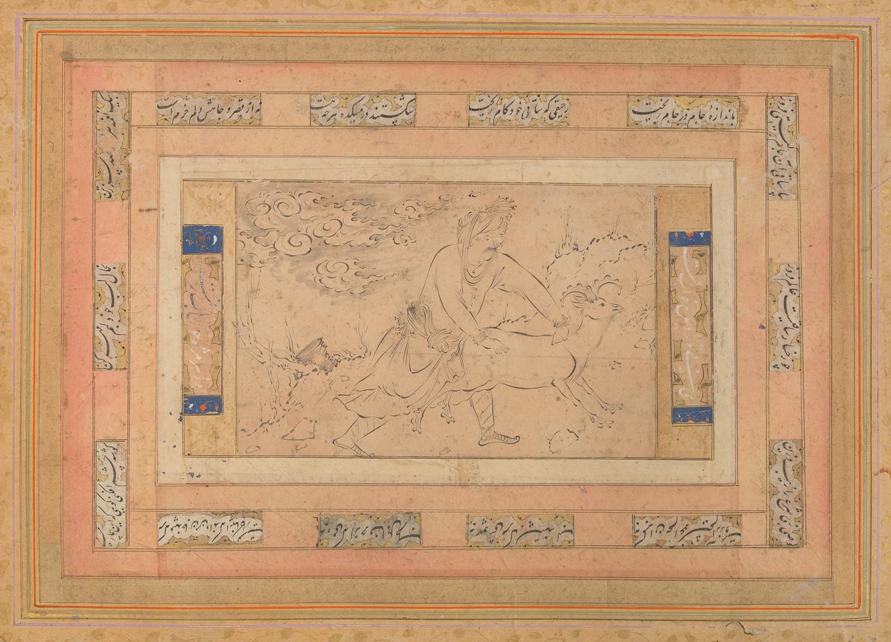 Mies oinaan kanssa, Folio Bellini-albumista, n. 1600. tekijältä Unbekannt