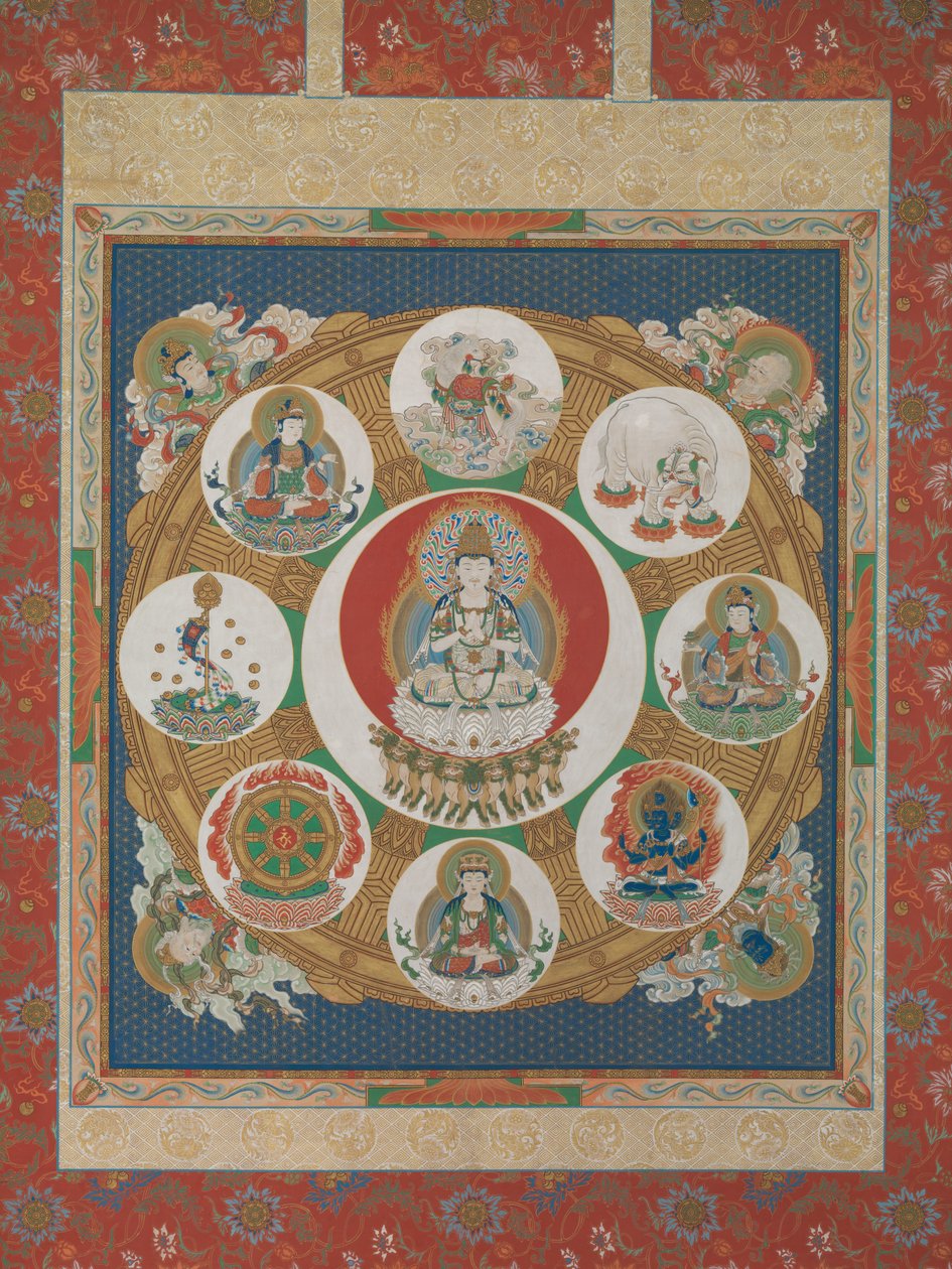 Yksitavuisen kultaisen pyörän mandala, 1700-luku. tekijältä Unbekannt