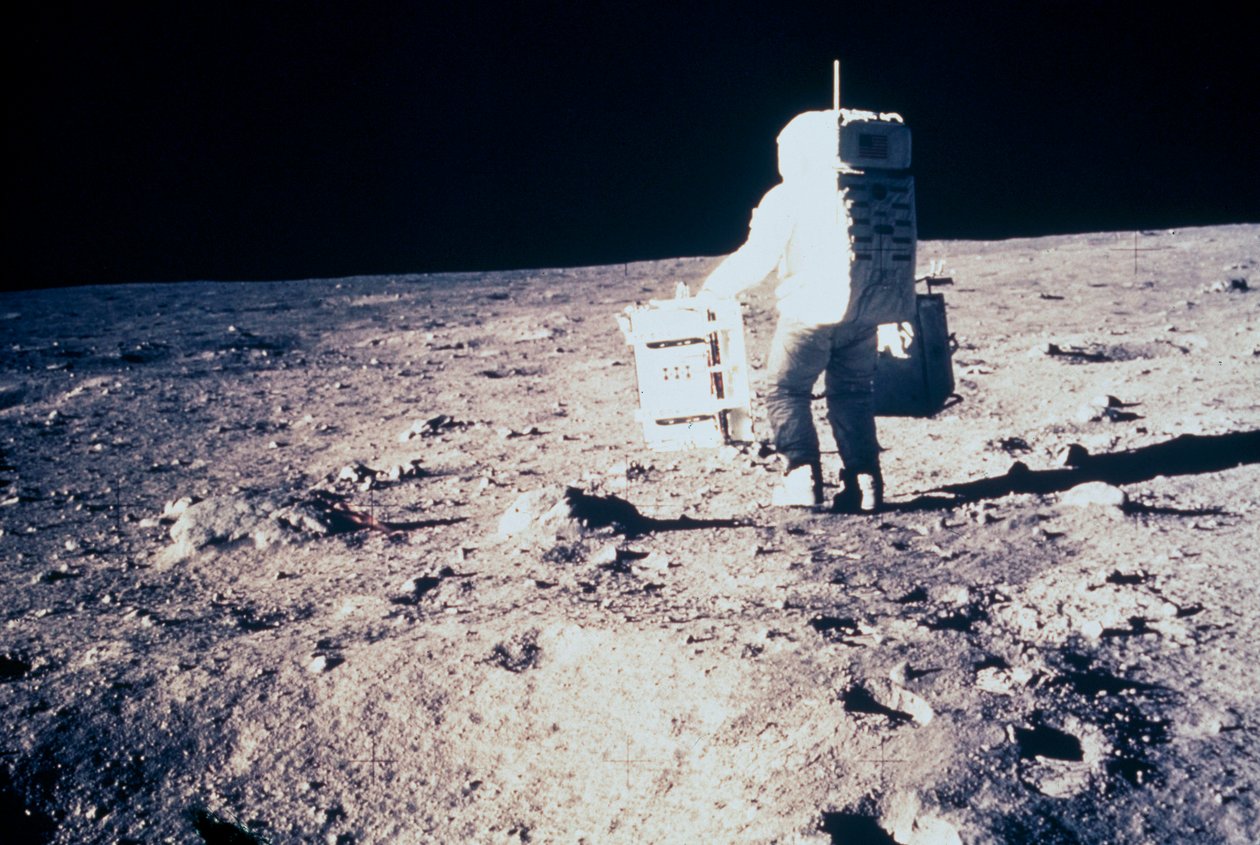 Miehitetty avaruuslento, USA, Apollo 11 Apollo 11 astronautti Edwin ÔBuzzÕ Aldrin, Kuussa tekijältä Unbekannt