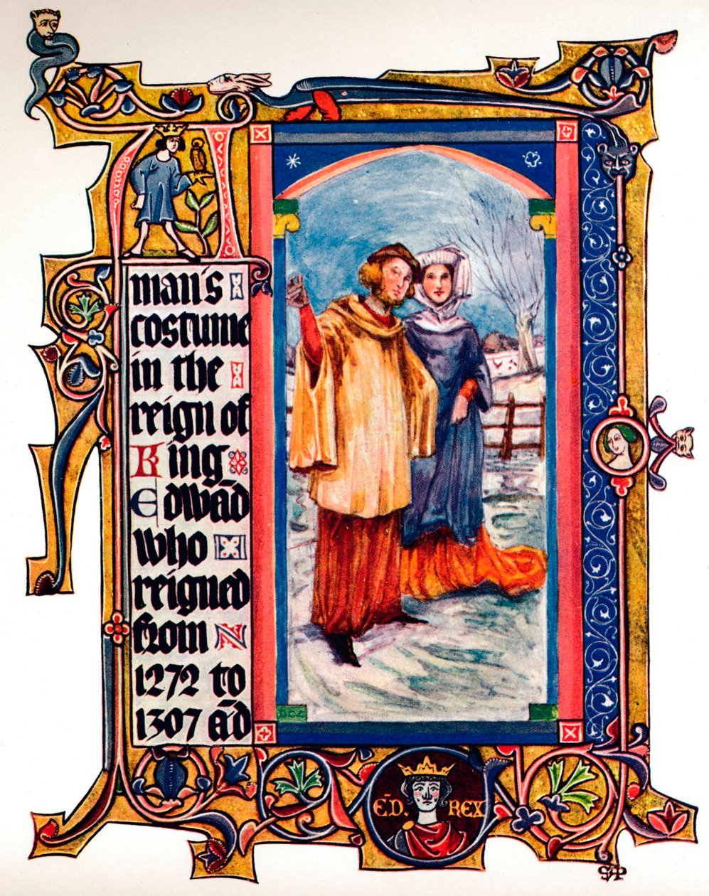 Miesten puku kuningas Edward I:n valtakaudella, 1909 tekijältä Unbekannt