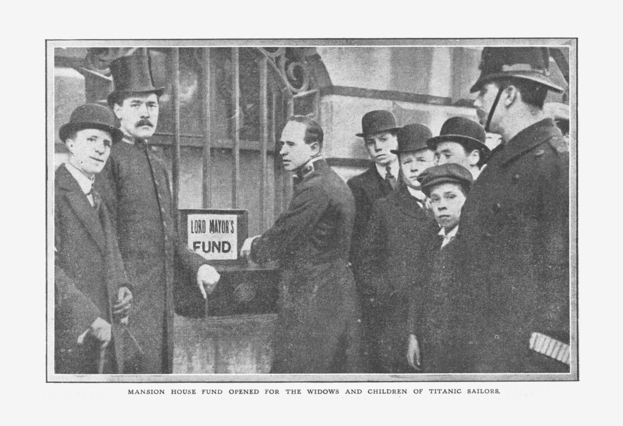 Mansion House Fund avattiin Titanicin merimiesten leskille ja lapsille 20. huhtikuuta 1912. tekijältä Unbekannt