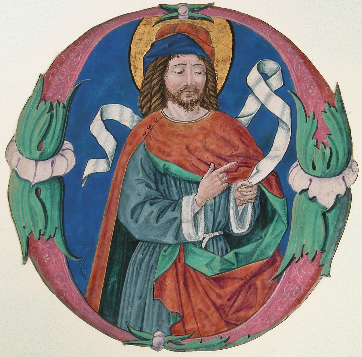 Käsikirjoituksen valaistus pyhän hahmolla alkukirjaimella O, italia, n. 1480. tekijältä Unbekannt