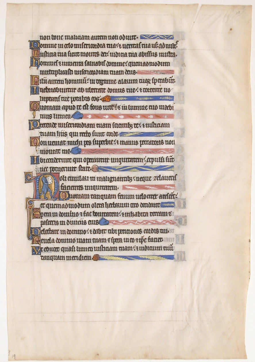 Kuninkaallisen psalterin käsikirjoituslehti 1200-luvulta. tekijältä Unbekannt