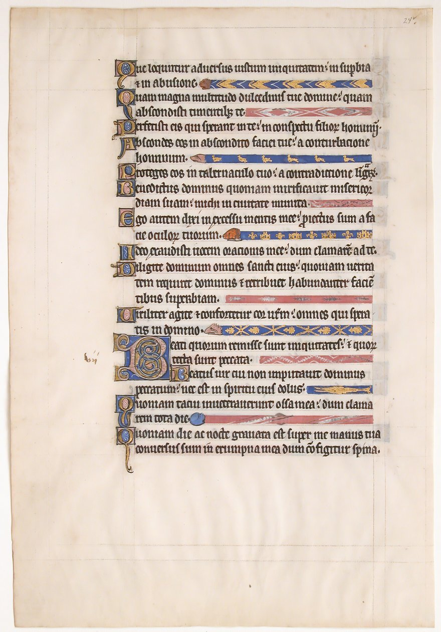 Kuninkaallisen psalterin käsikirjoituslehti 1200-luvulta. tekijältä Unbekannt