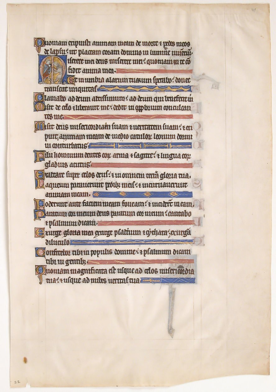 Kuninkaallisen psalterin käsikirjoituslehti 1200-luvulta. tekijältä Unbekannt