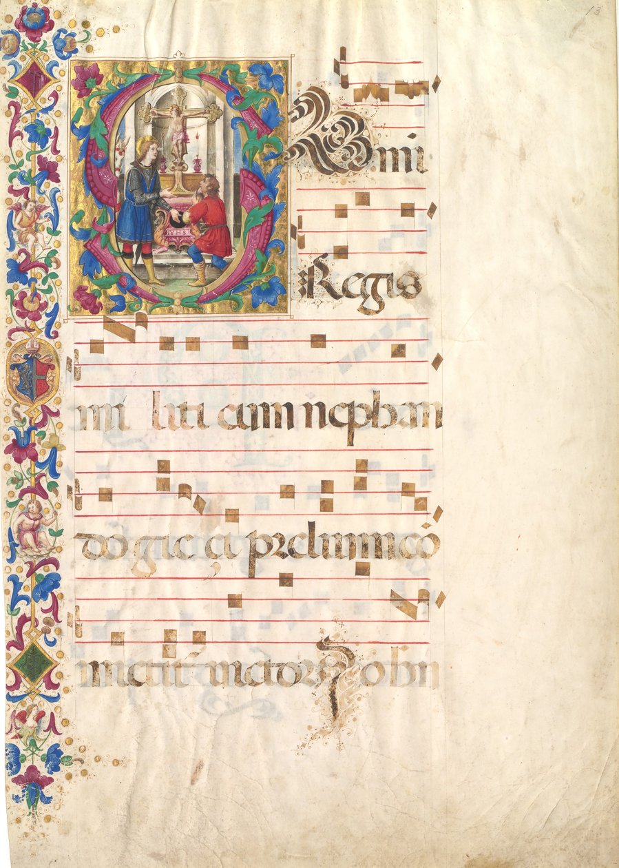 Käsikirjoituslehti Saint John Gualbertin kirjaimella S, antifonaariosta, 1500-luvun alku. tekijältä Unbekannt