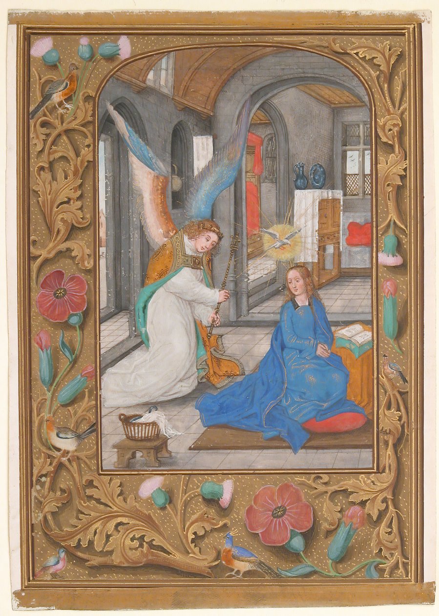 Käsikirjoitus lehti ja ilmestys, Tuntien kirjasta, n. 1500-1525. tekijältä Unbekannt