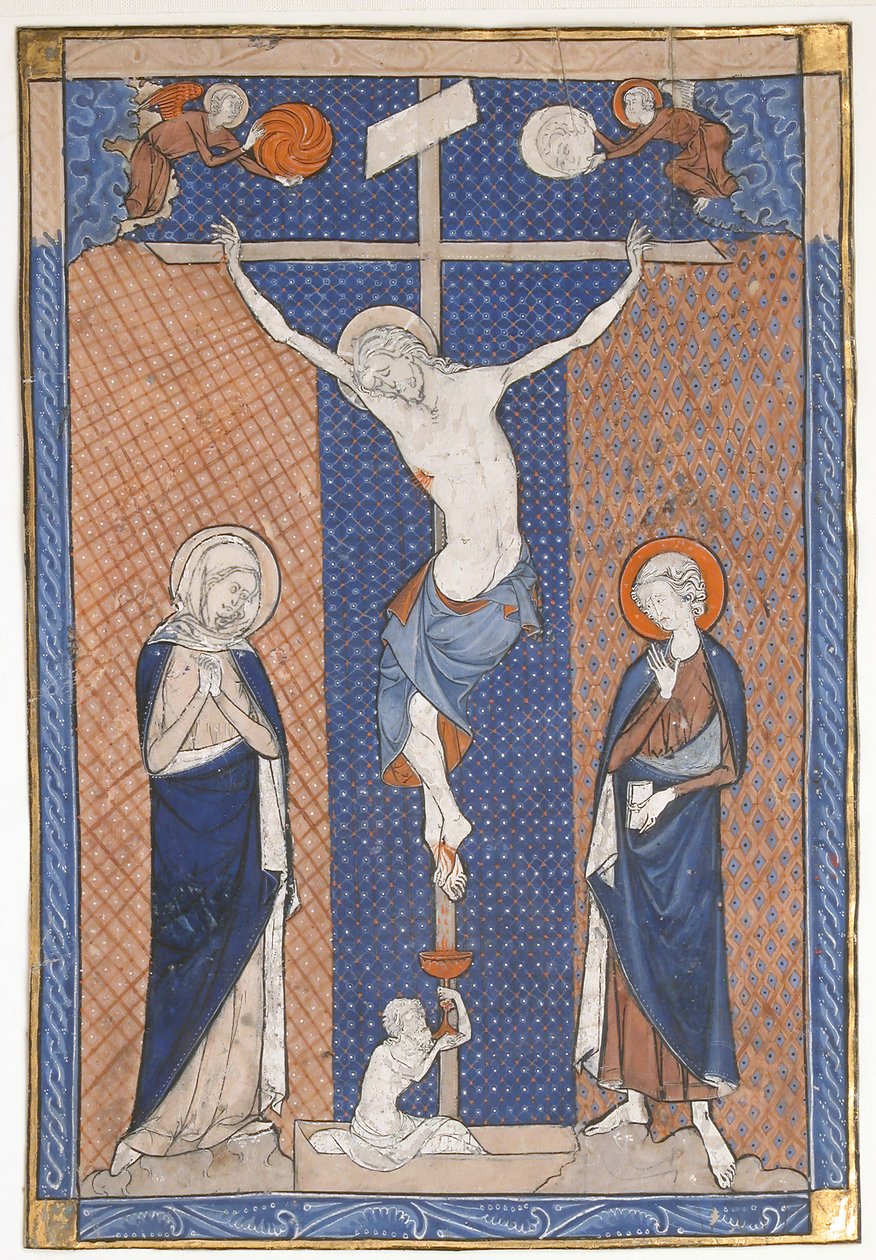 Käsikirjoitus lehti ristiinnaulitsemalla, missalista, n. 1270-80. tekijältä Unbekannt