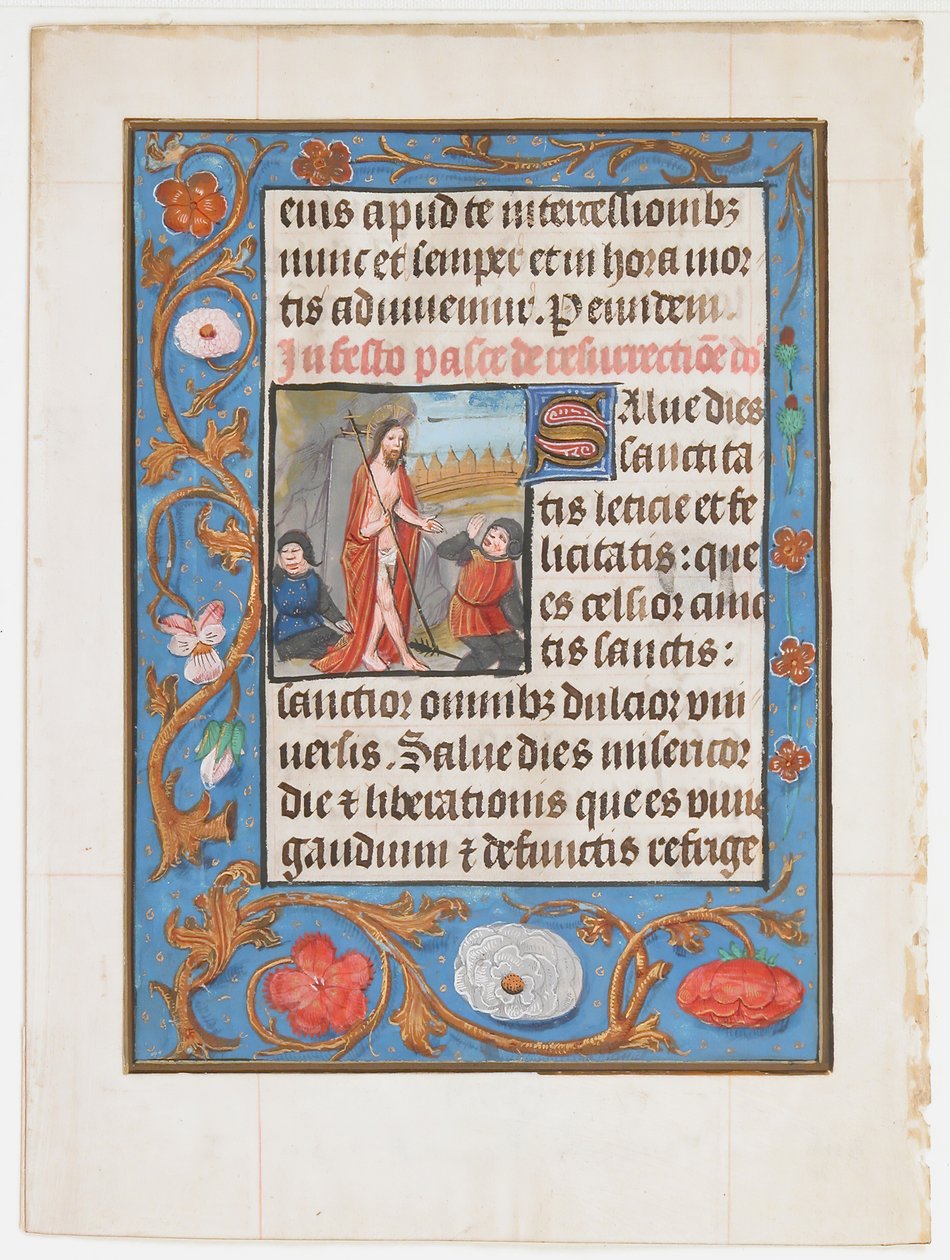 Käsikirjoitus Leaf with the Resurrection, Tuntien kirjasta, n. 1500. tekijältä Unbekannt