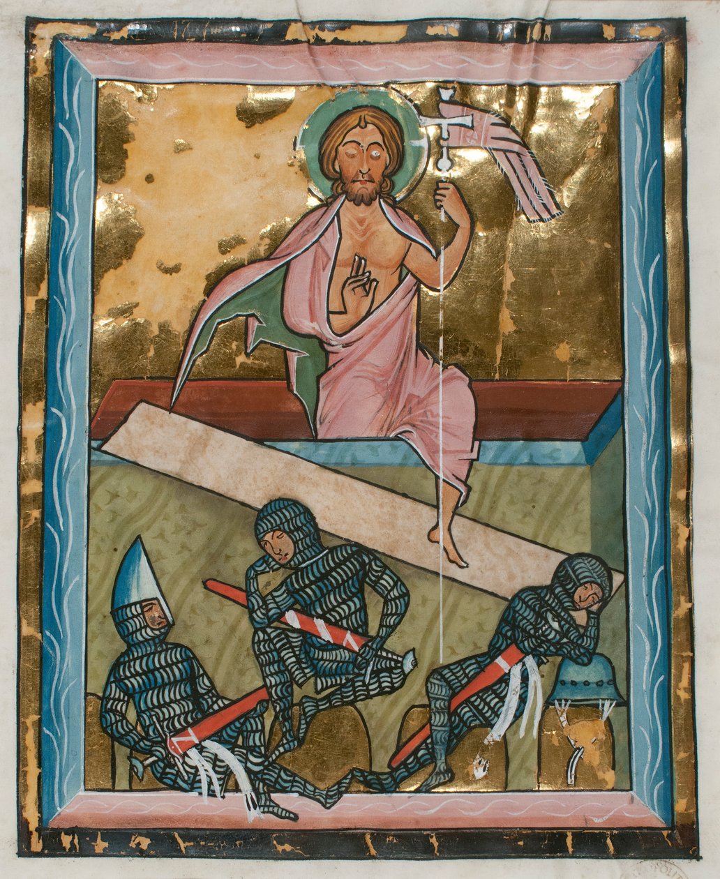 Käsikirjoitus Leaf with the Resurrection, psalterista, 1200-luvun puoliväli. tekijältä Unbekannt