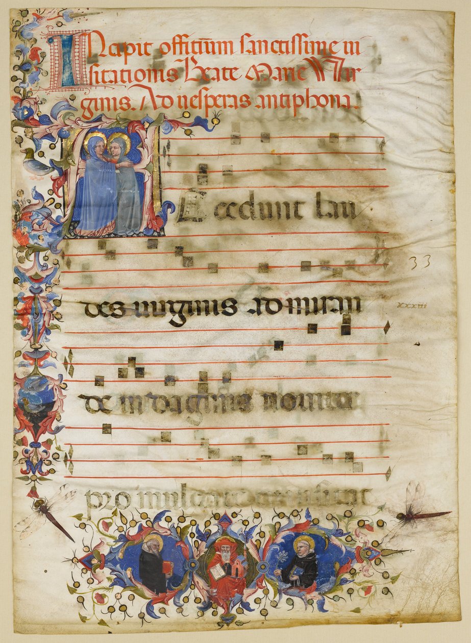 Käsikirjoituslehti vierailulla alkukirjaimella A ja kardinaali Adam Easton..., italia, ca. 1400. tekijältä Unbekannt