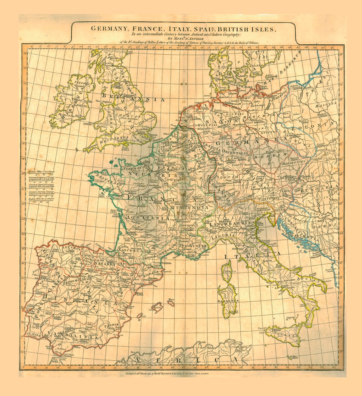 Euroopan kartta, 1821. tekijältä Unbekannt