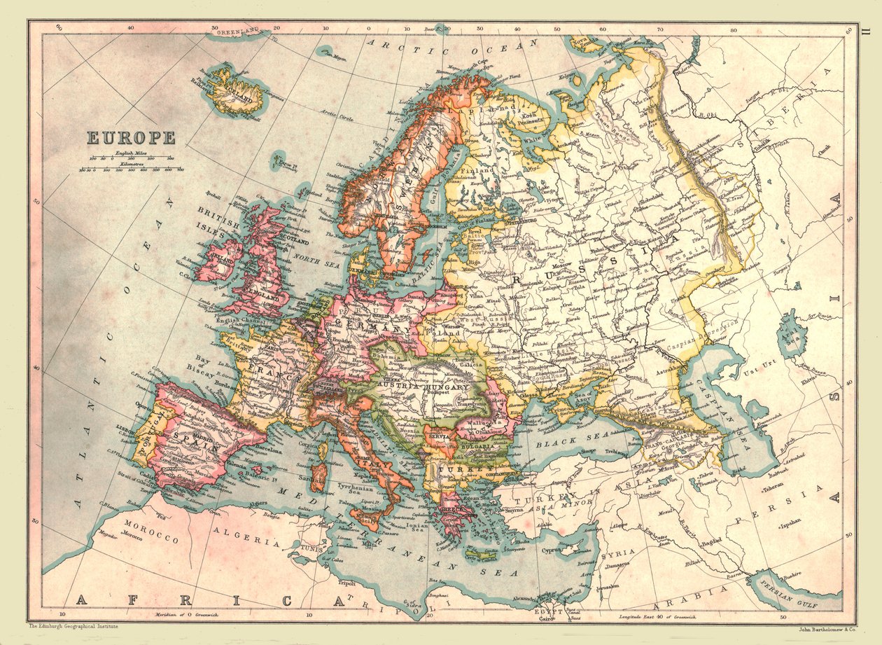 Euroopan kartta, 1902. tekijältä Unbekannt