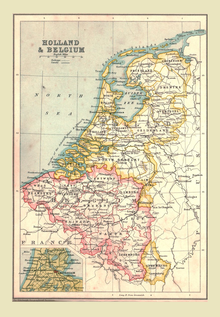Hollannin ja Belgian kartta, 1902. tekijältä Unbekannt