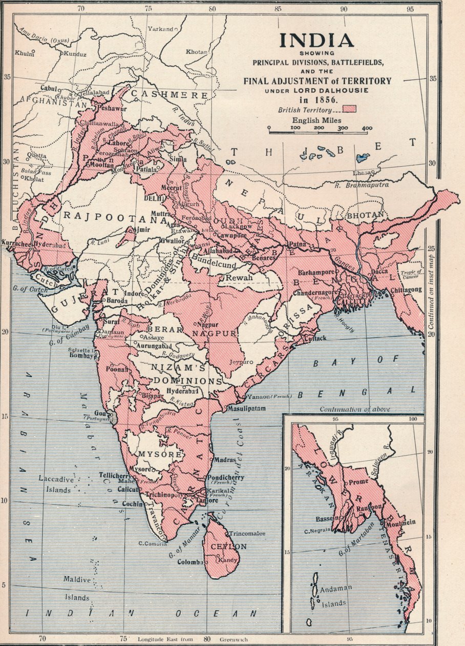 Intian kartta 1856 1906. tekijältä Unbekannt