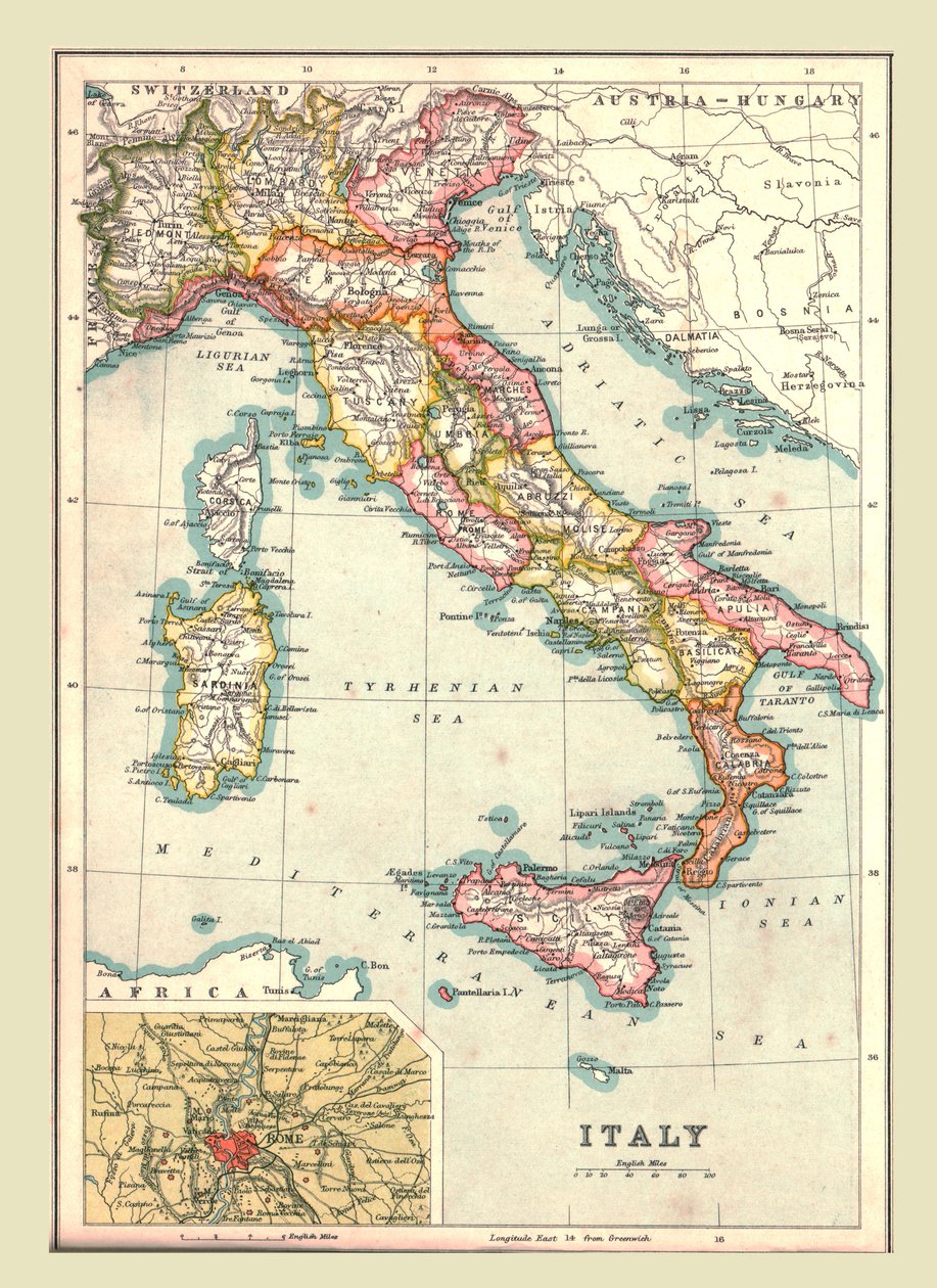 Italian kartta, 1902. tekijältä Unbekannt