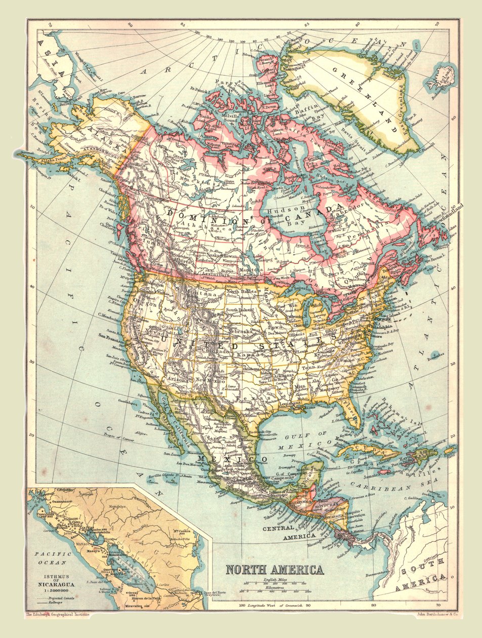 Pohjois-Amerikan kartta, 1902. tekijältä Unbekannt
