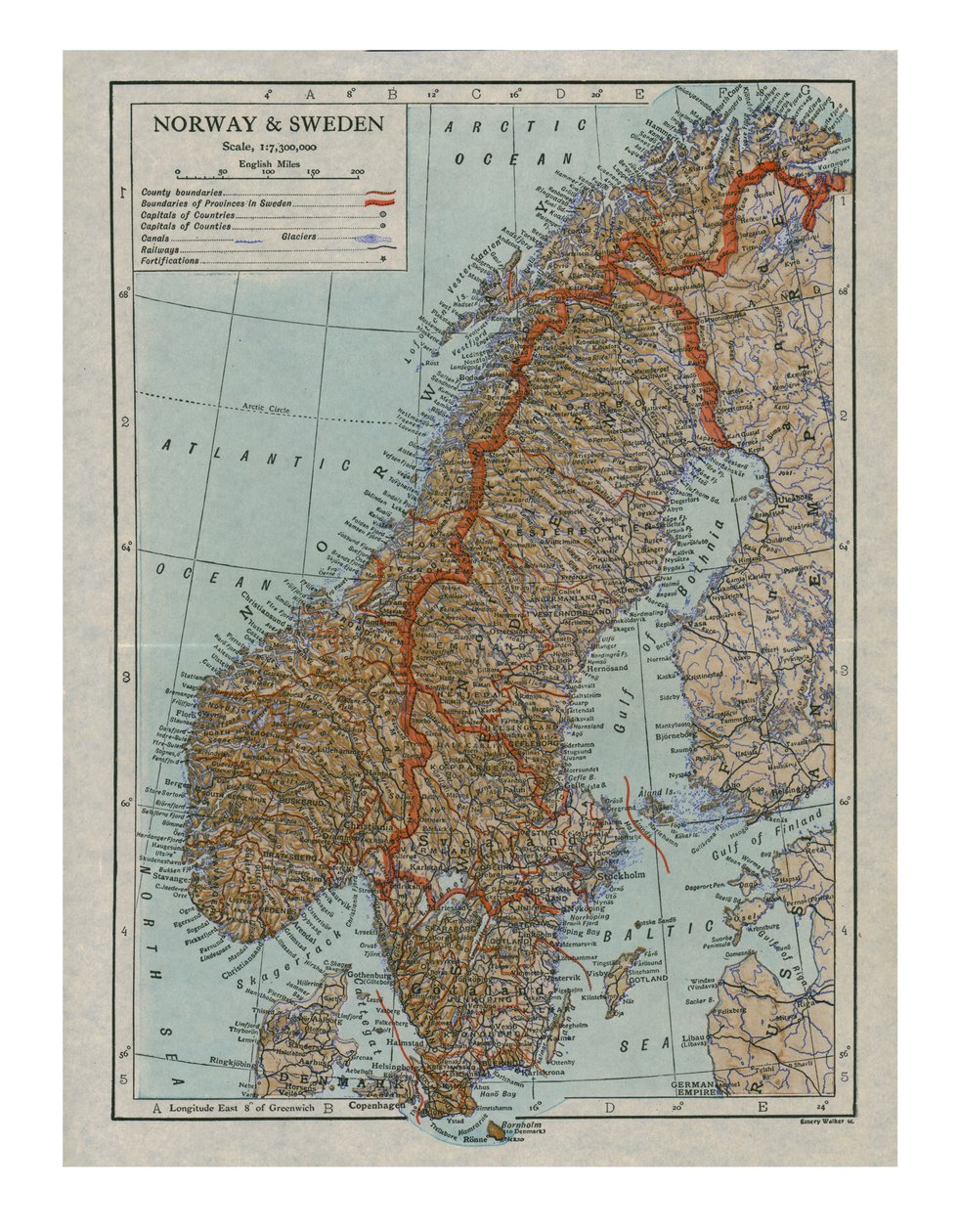 Norjan ja Ruotsin kartta, 1800-luku tekijältä Unbekannt