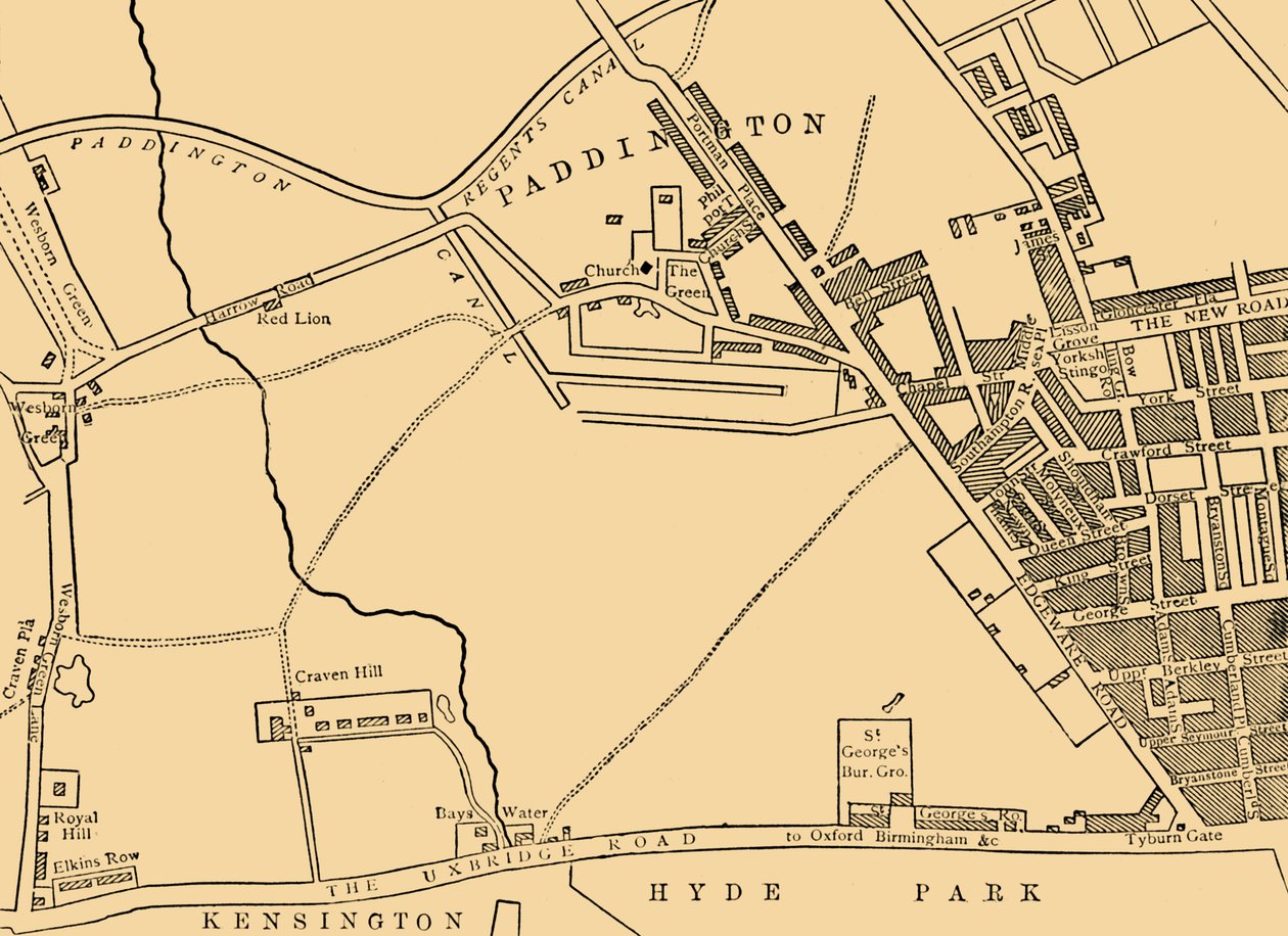 Paddingtonin kartta vuodelta 1815, 1876. tekijältä Unbekannt