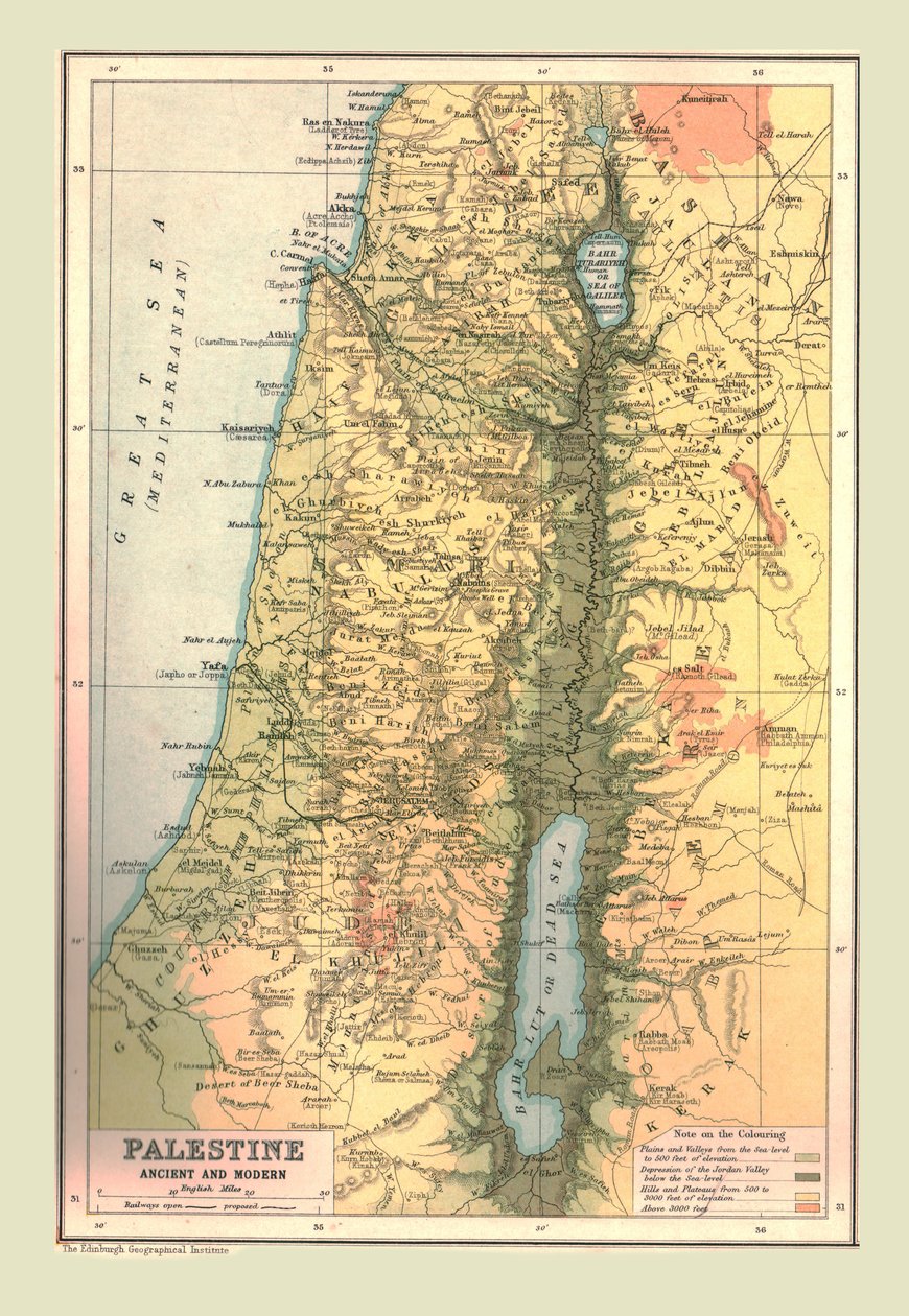 Palestiinan kartta, muinainen ja nykyaikainen, 1902. tekijältä Unbekannt