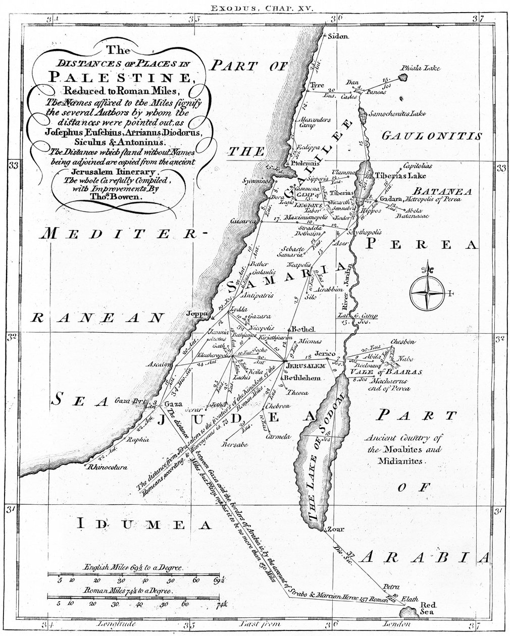 Palestiinan kartta, joka perustuu muinaisiin kirjailijoihin, vuodelta 1830 tekijältä Unbekannt