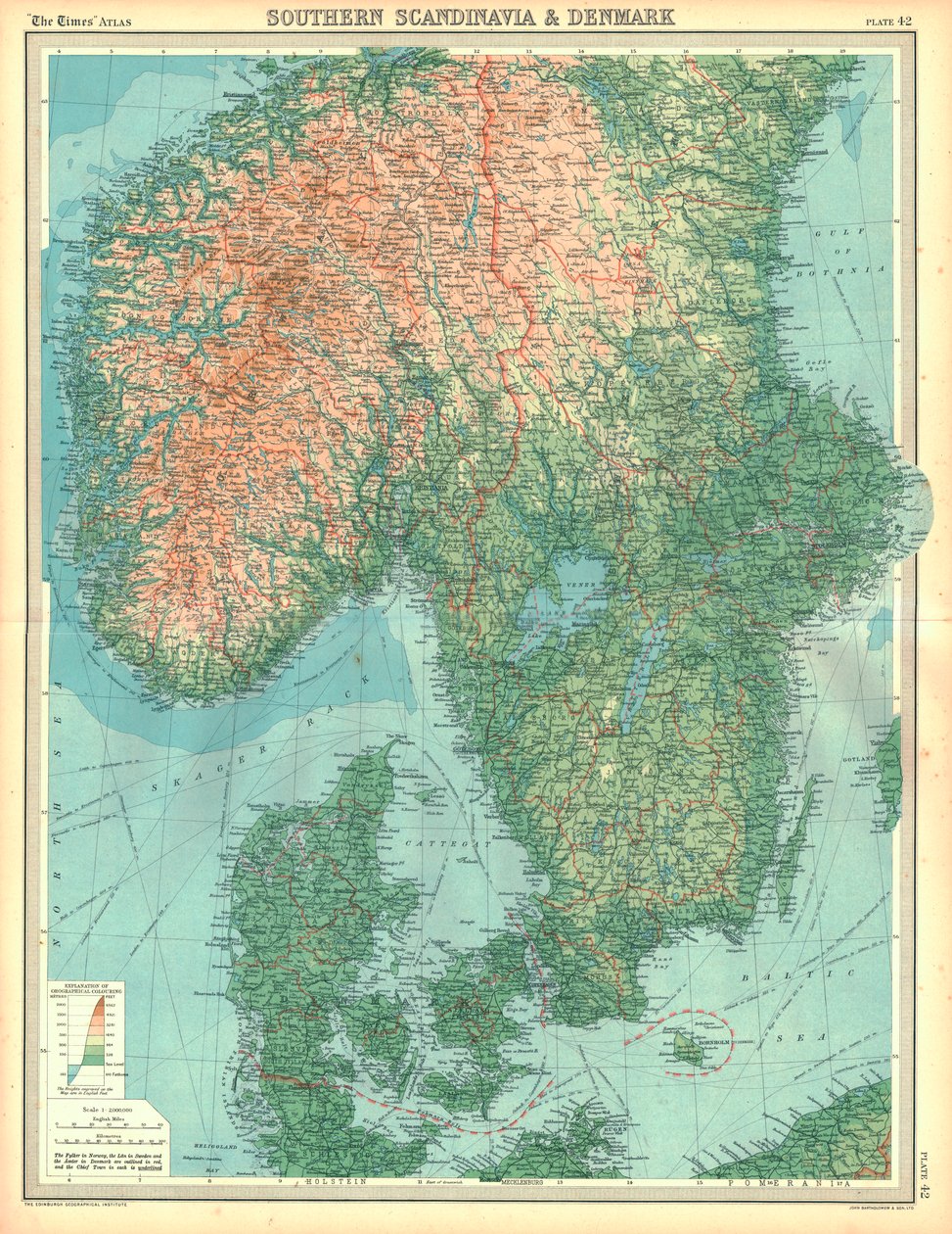 Etelä-Skandinavian ja Tanskan kartta tekijältä Unbekannt
