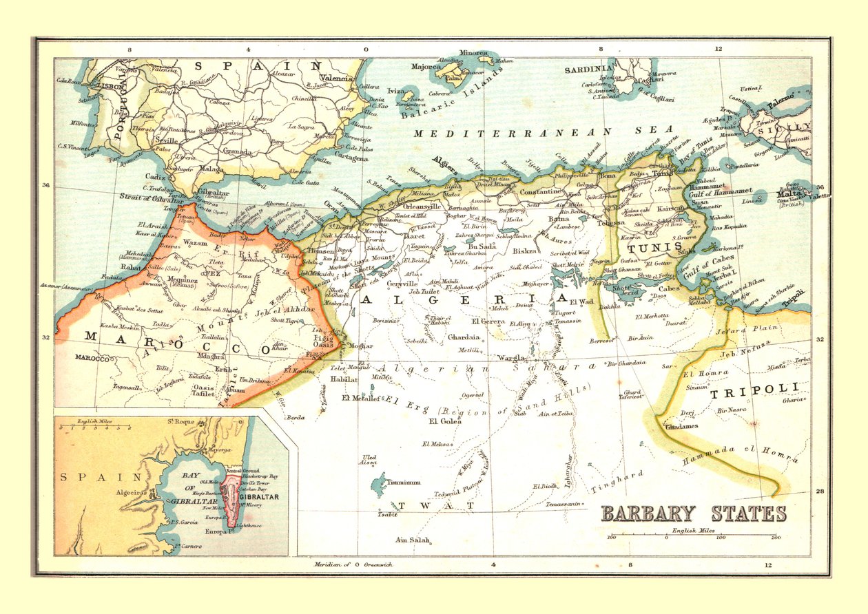Barbary-valtioiden kartta, 1902. tekijältä Unbekannt