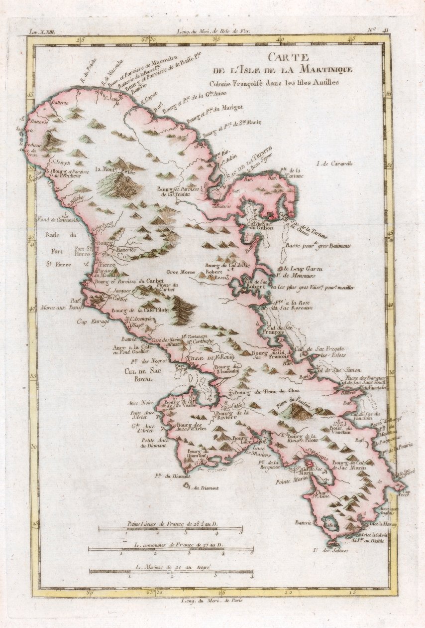 Karibian Martiniquen saaren kartta, c1783 tekijältä Unbekannt