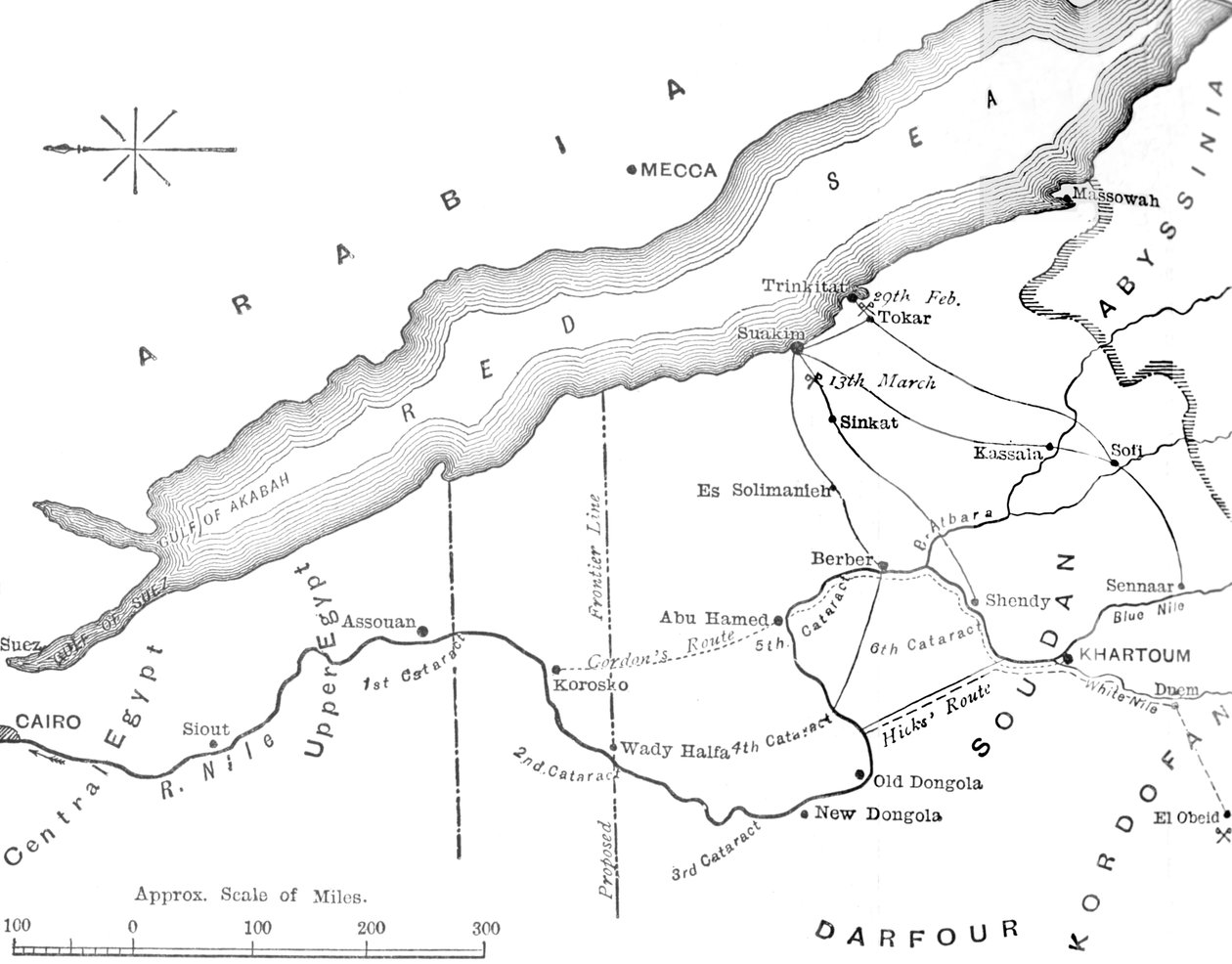 Egyptin ja Soudanin välisen maan kartta, c1881-85 tekijältä Unbekannt