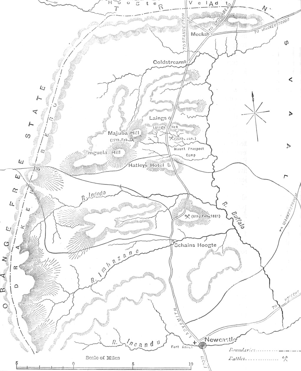Newcastlen ja Transvaalin välisen maan kartta, c1880 tekijältä Unbekannt