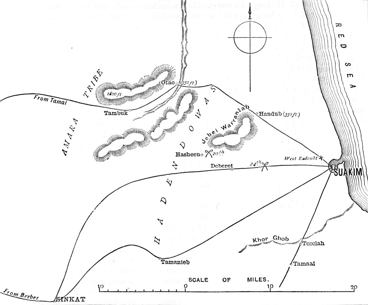 Suakimin ympäristön kartta, c1885 tekijältä Unbekannt