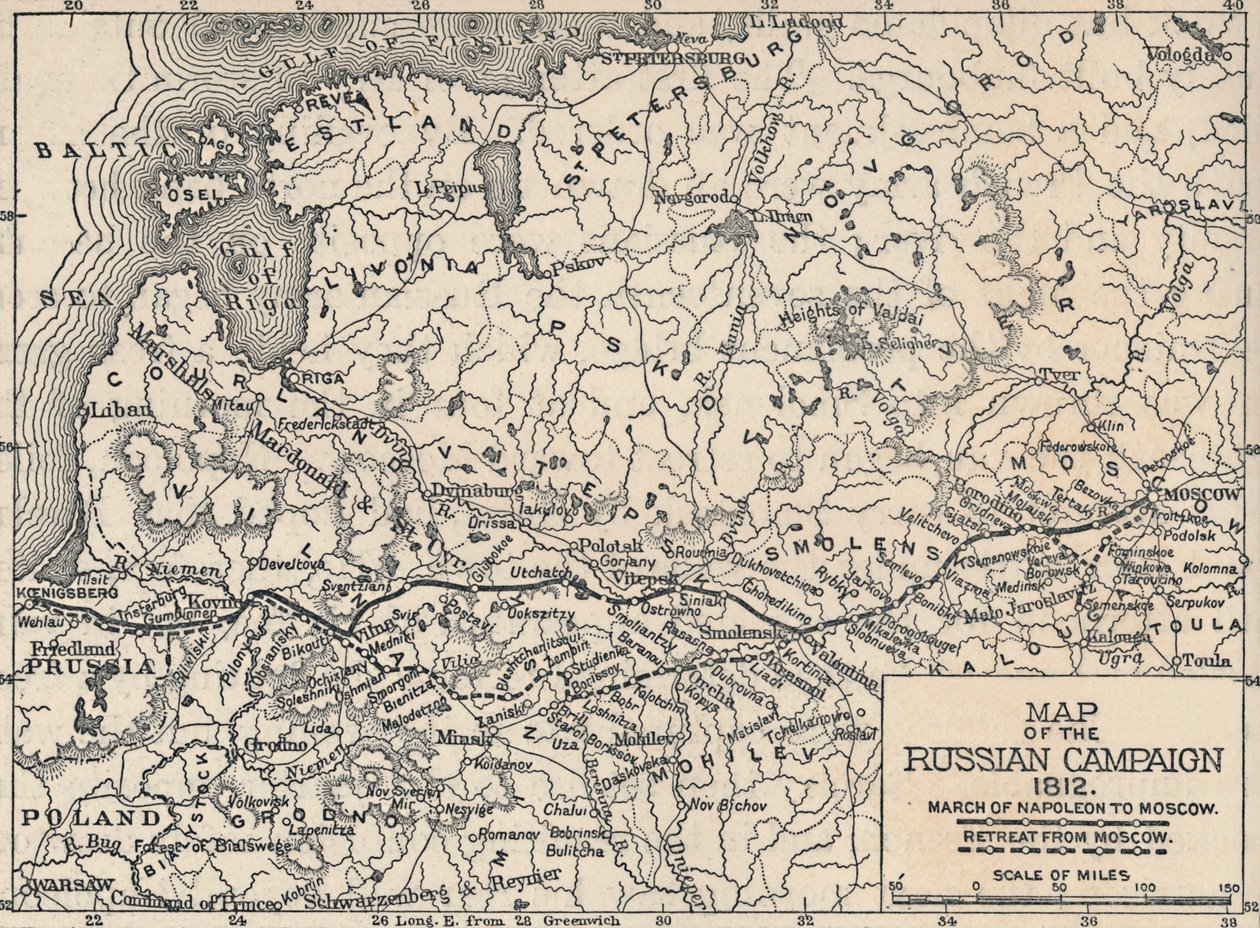 Venäjän kampanjan kartta, 1812, 1896 tekijältä Unbekannt