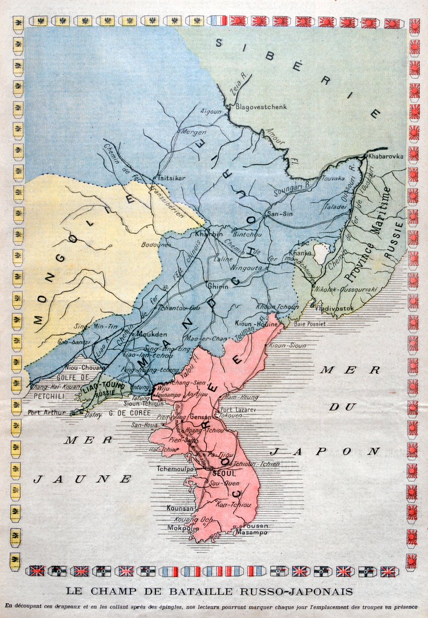 Kartta Venäjän ja Japanin sodasta, 1904 tekijältä Unbekannt
