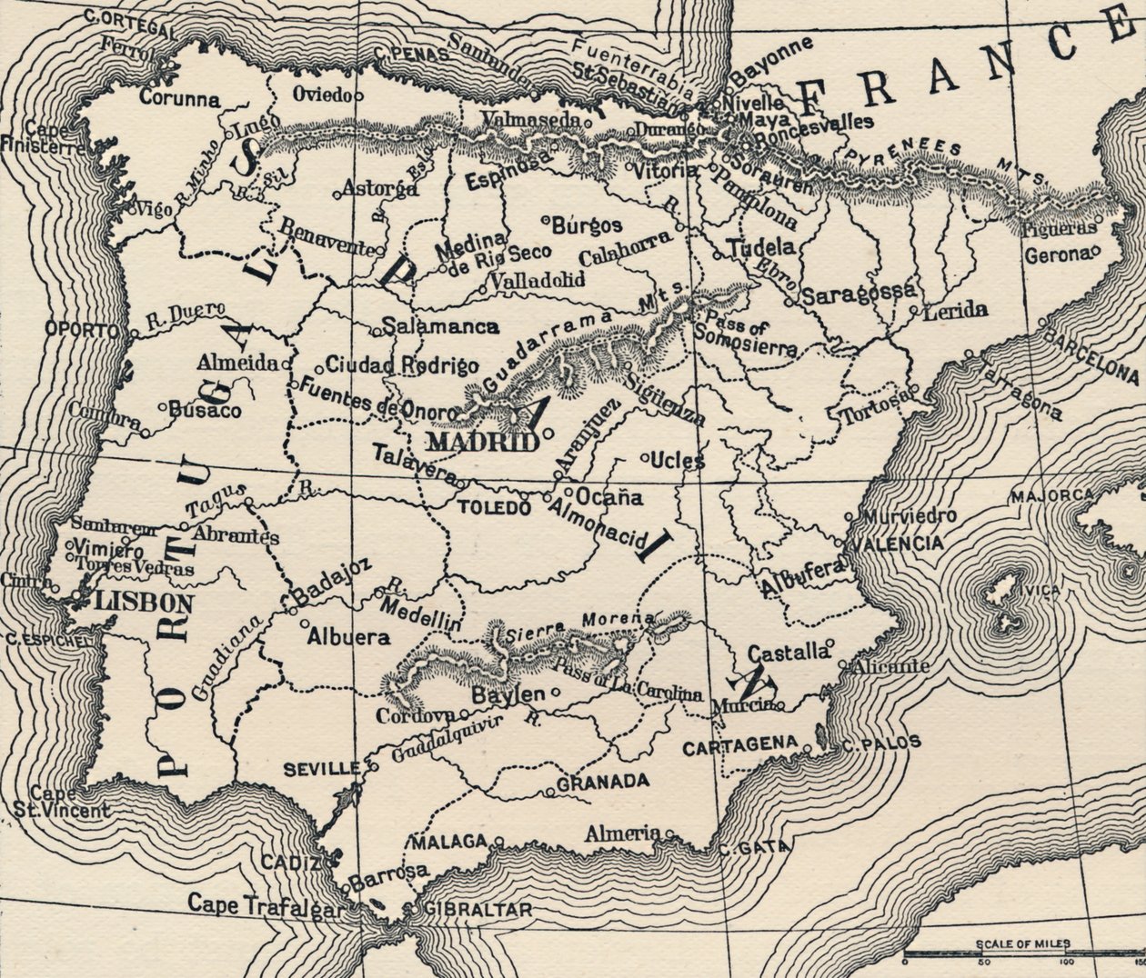 Espanjan kampanjan kartta, c1807-1814, 1896 tekijältä Unbekannt