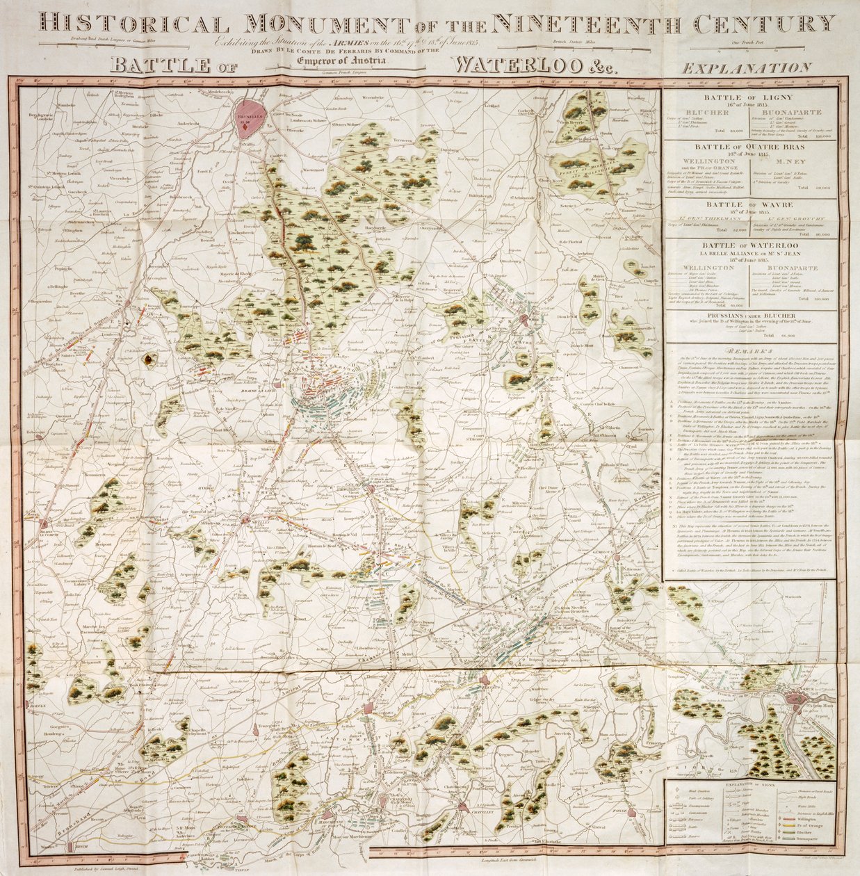 Mapa de la campanya de Waterloo, 1815, Walmer Castle, Kentfinnish tekijältä Unbekannt