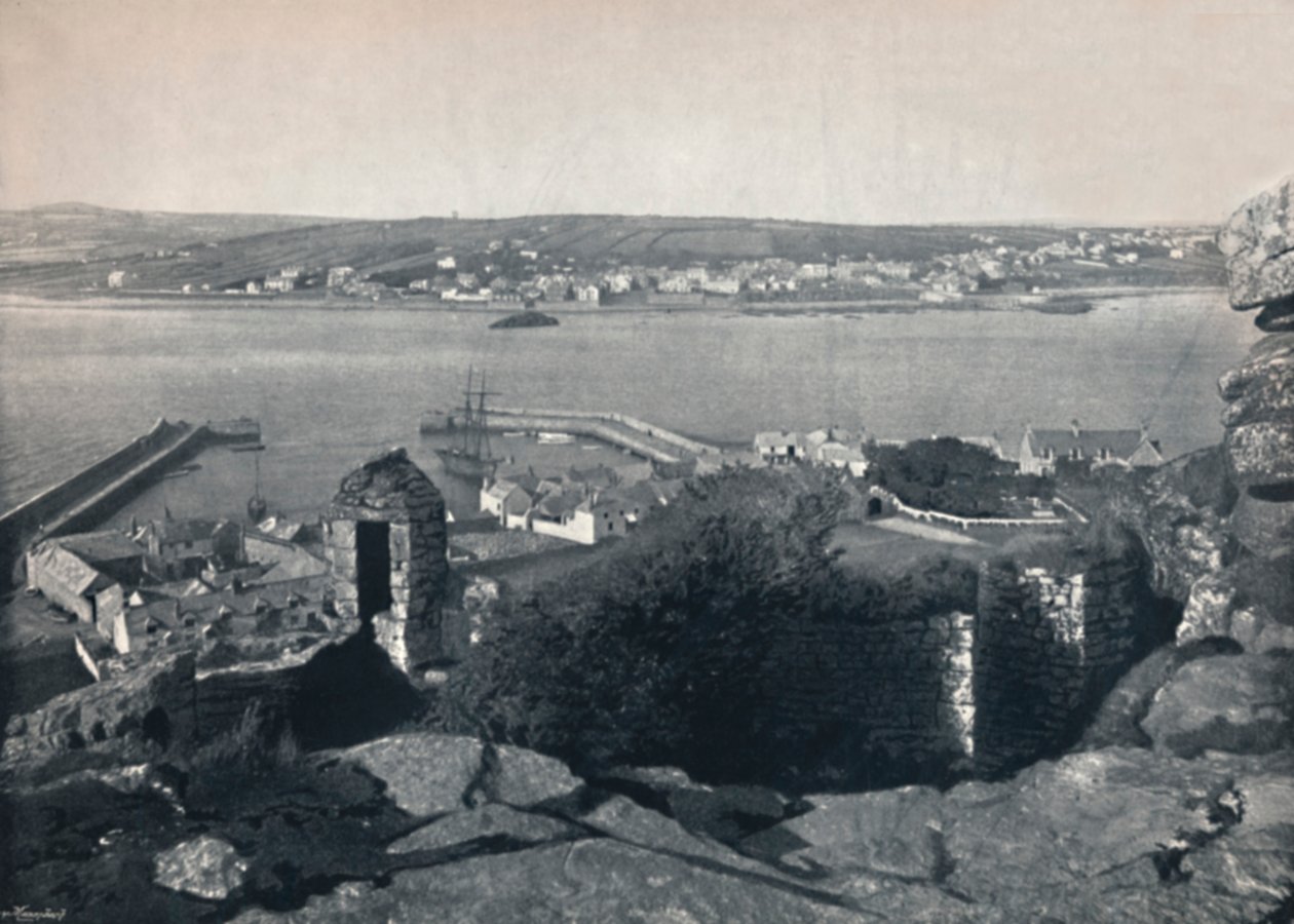 Marazion - Yleisnäkymä, jossa näkyy satama, 1895 tekijältä Unbekannt