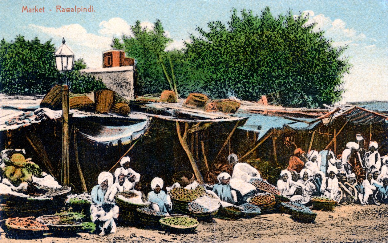 Market, Rawalpindi, Intia, 1900-luvun alku tekijältä Unbekannt