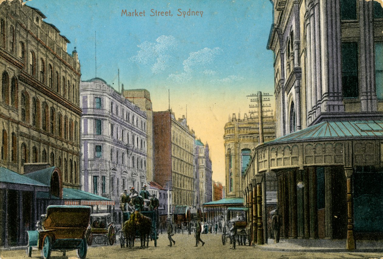 Market Street, Sydney, Uusi Etelä-Wales, Australia, c1900-c1919 tekijältä Unbekannt