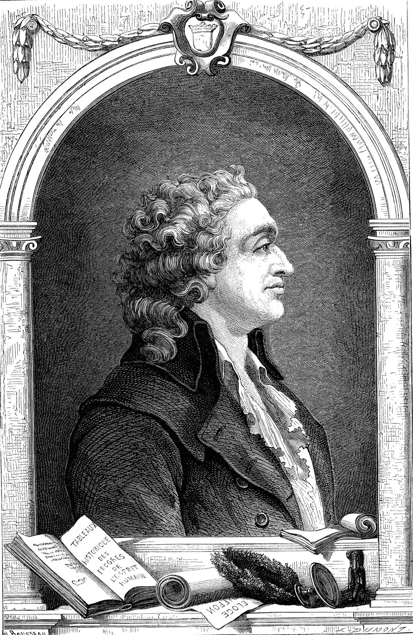 Marquis de Condorcet 1743-1798, ranskalainen valistusfilosofi ja sosiologi, 1874 tekijältä Unbekannt