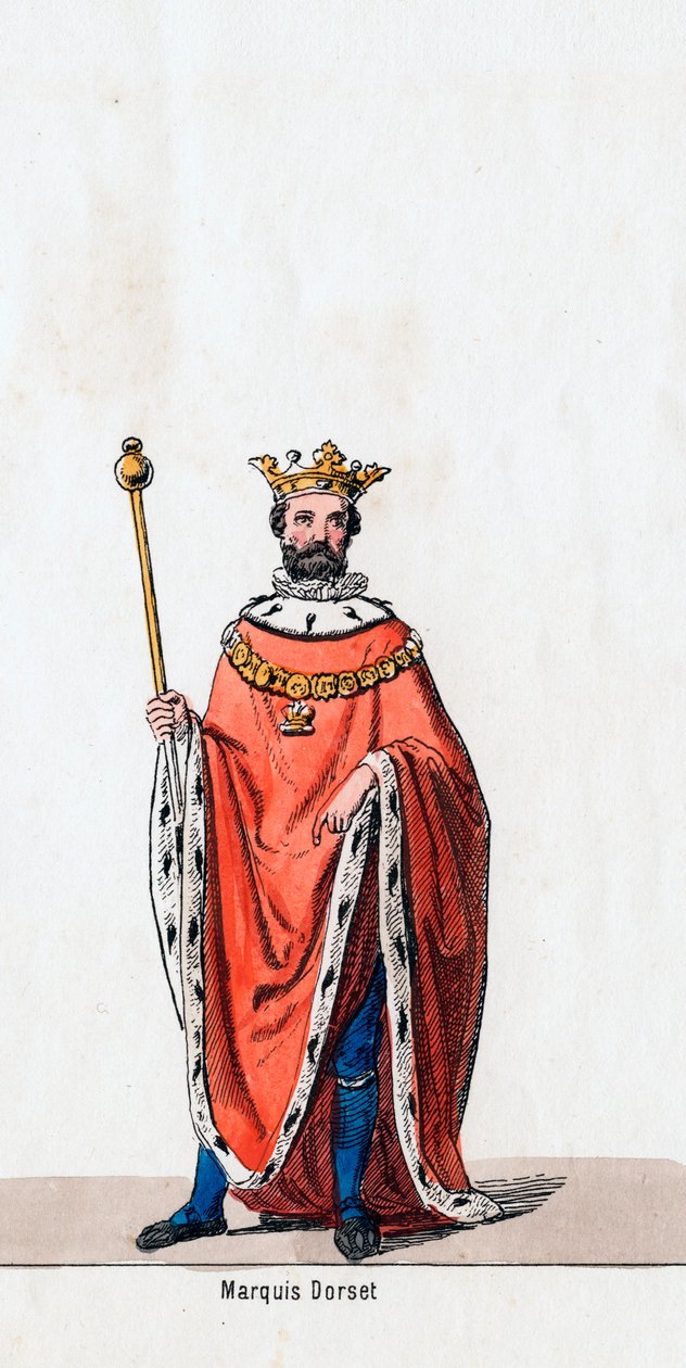 Dorsetin markiisi, pukusuunnittelu Shakespearen näytelmään, Henry VIII, 1800-luku tekijältä Unbekannt