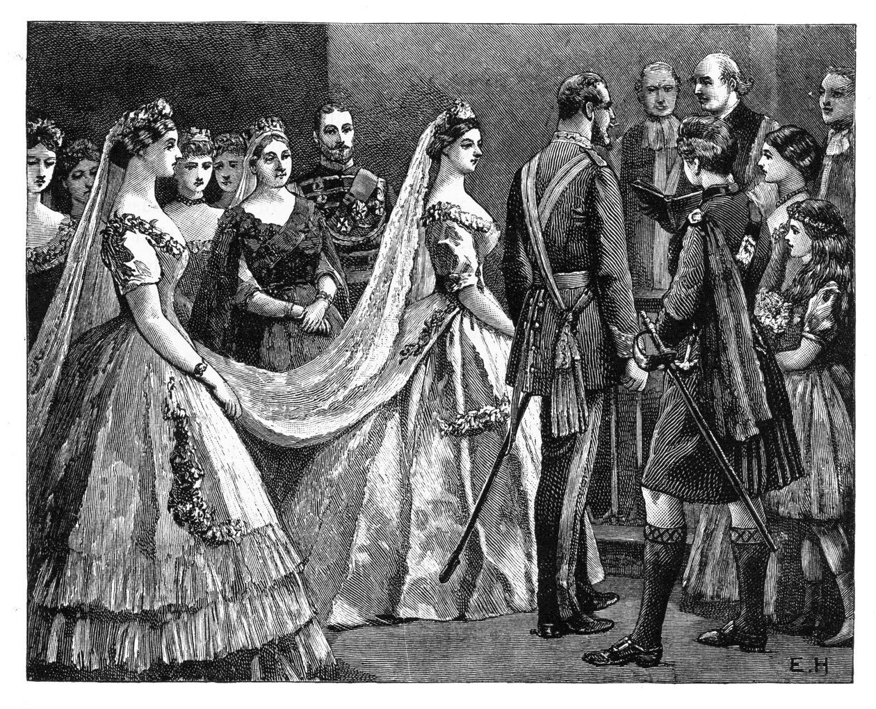 Prinsessa Helenan ja prinssi Christianin avioliitto 5. heinäkuuta 1866 1800-luvun loppu tekijältä Unbekannt