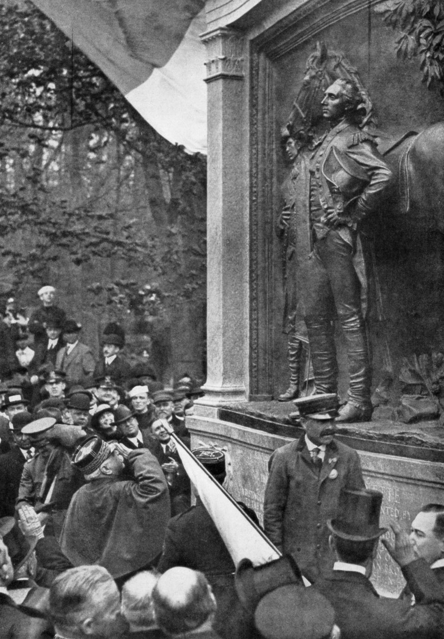 Marsalkka Joffresin kunnianosoitus Marquis de Lafayettelle, Prospect Park, Brooklyn, New York, USA, 1917 tekijältä Unbekannt