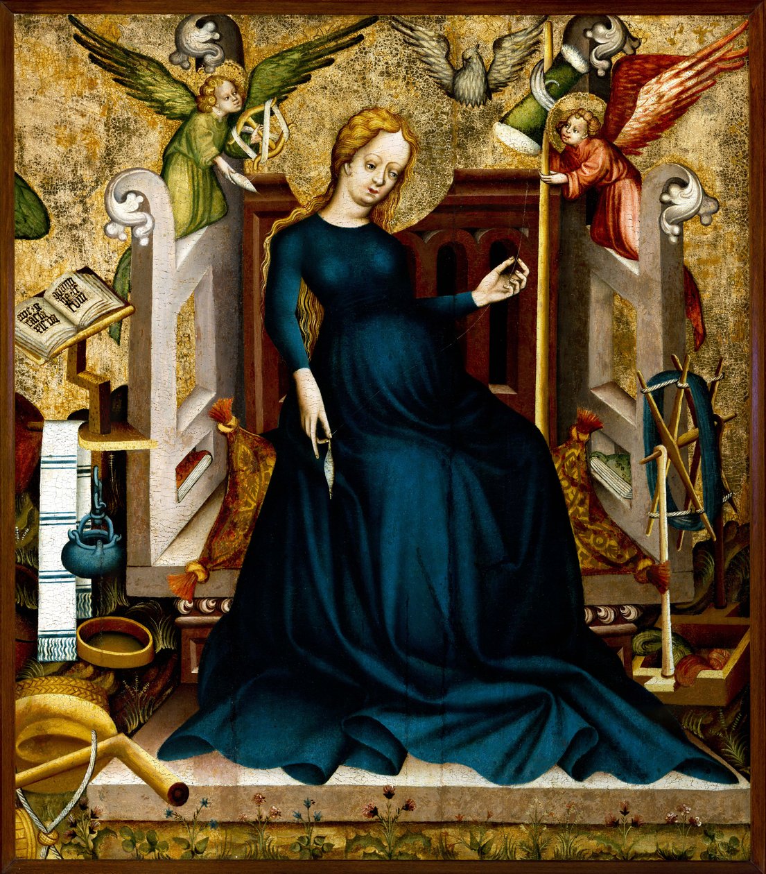 Maria pyörivässä pyörässä Güssingistä, n. 1410. tekijältä Unbekannt