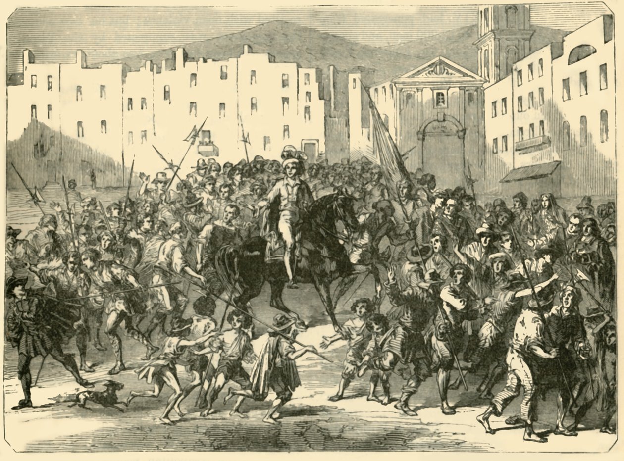 Masaniello Haranguing the Populce of Napoli, 7.7.1647, 1890. tekijältä Unbekannt