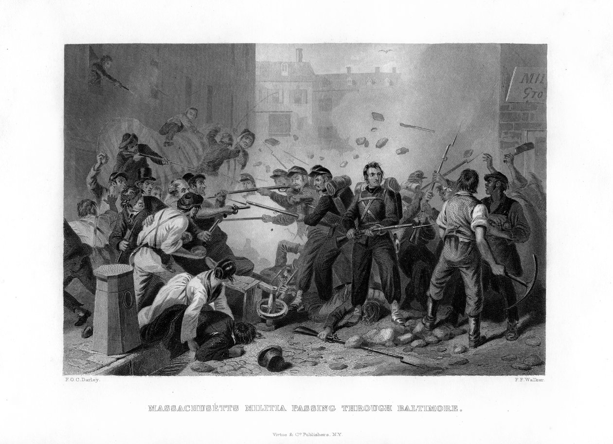Massachusettsin miliisi kulkee Baltimoren läpi, 1861 1862-1867 tekijältä Unbekannt