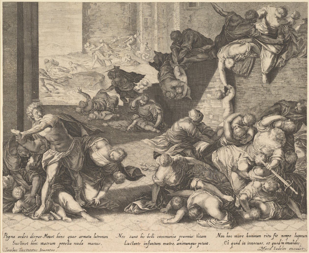 Massacre of the Innocents, pienennetty ja käännetty kopio Aegidius Sadelerin mukaan, 16001629. tekijältä Unbekannt
