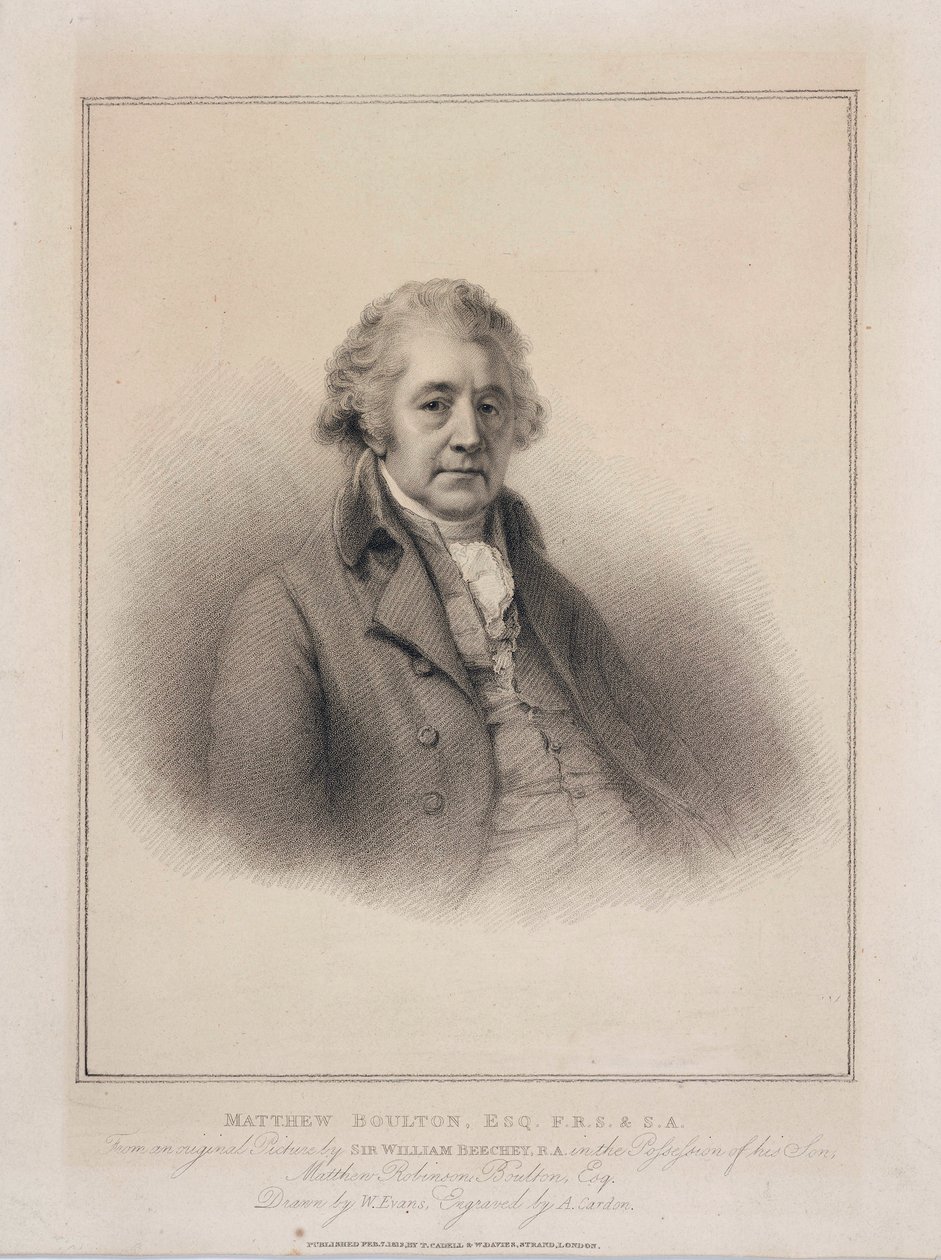 Matthew Boulton, englantilainen insinööri ja teollisuusmies, c 1801 tekijältä Unbekannt