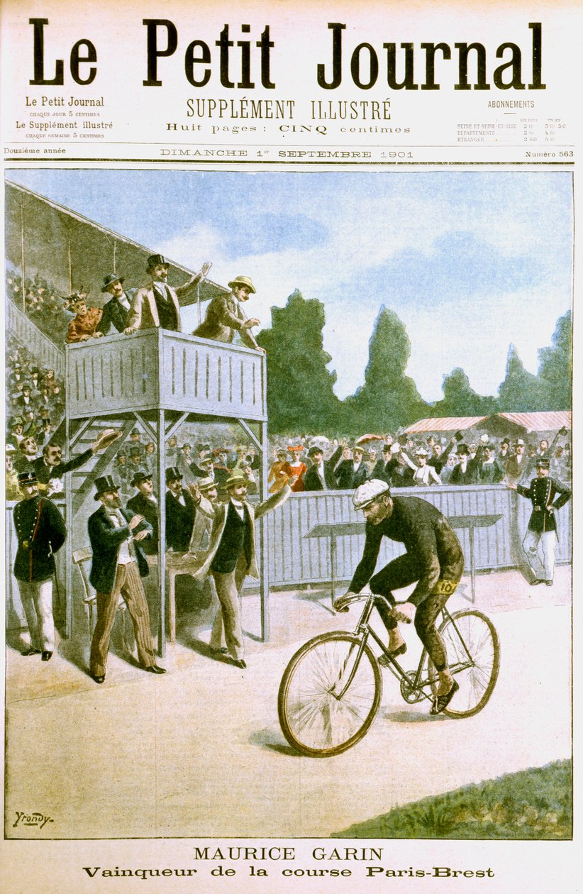 Maurice Garin voitti Pariisin ja Brestin pyöräilykilpailun vuonna 1901 tekijältä Unbekannt