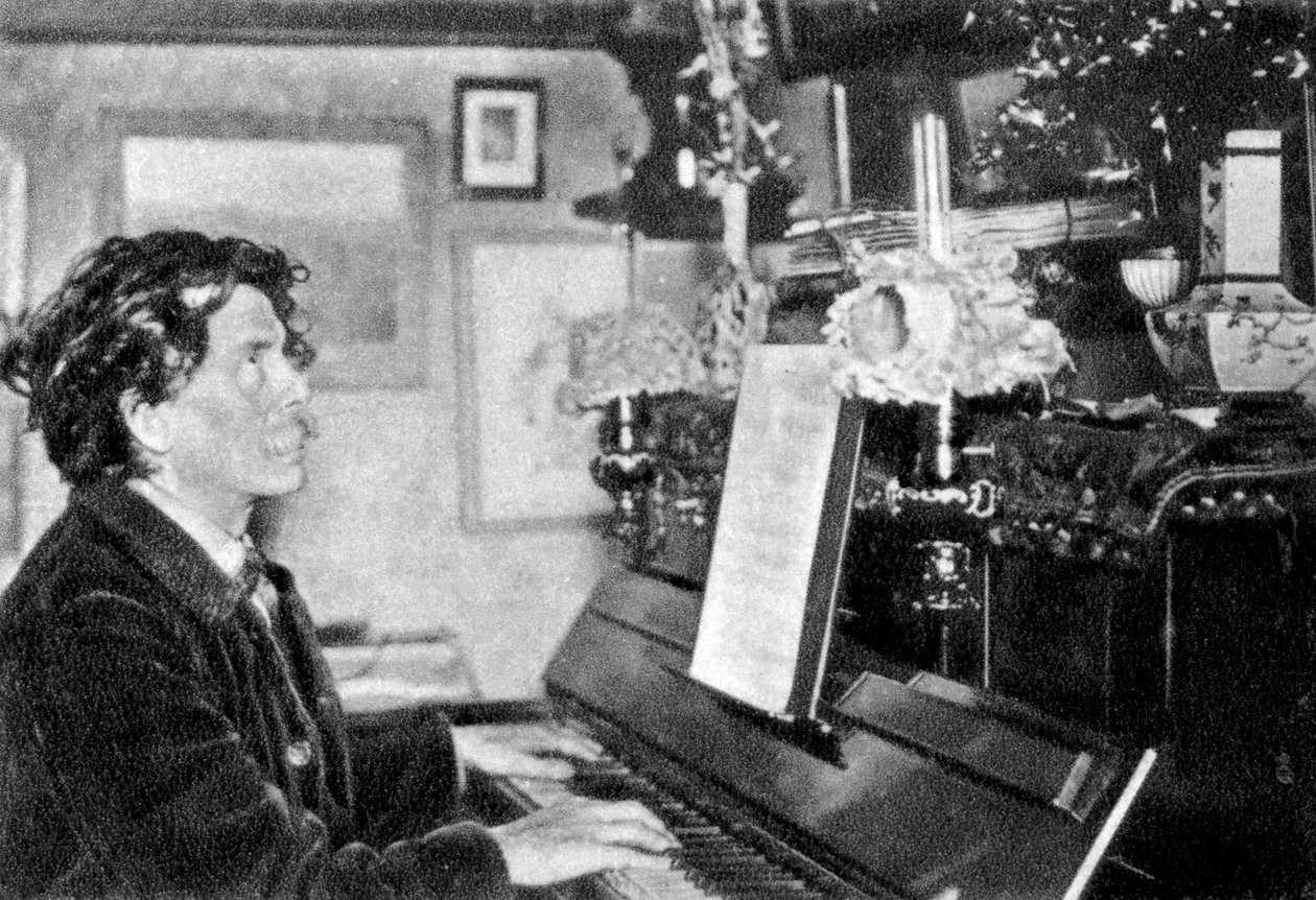 Maurice Rollinat, ranskalainen runoilija, soittaa pianoa, 1902 tekijältä Unbekannt