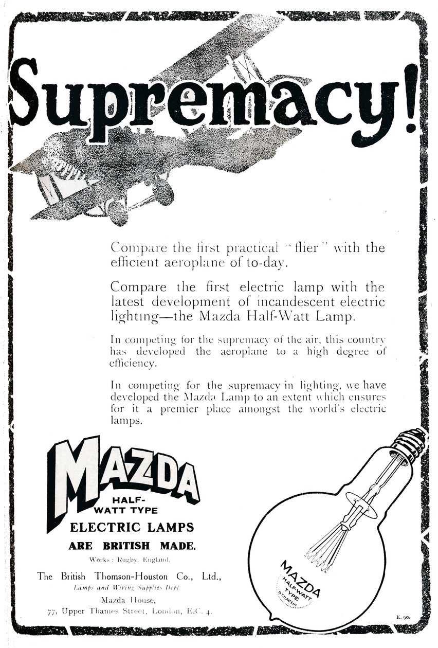 Mazda puoliwattisten sähkölamppujen mainos, 1919 tekijältä Unbekannt